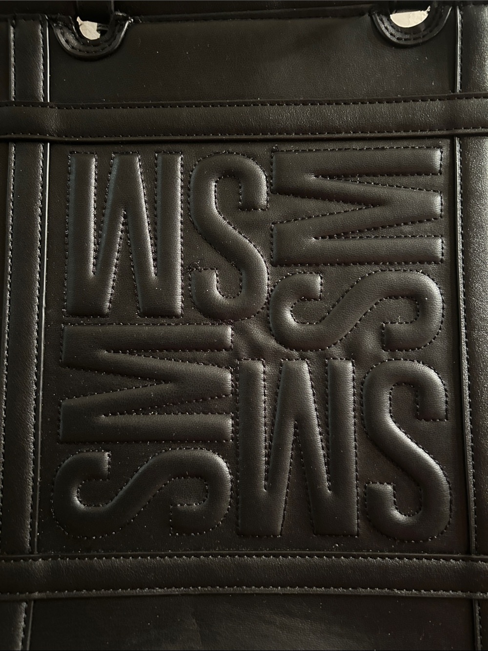 NEW Steve Madden Structured Black Leather Tote Bag - Picture 3 of 6